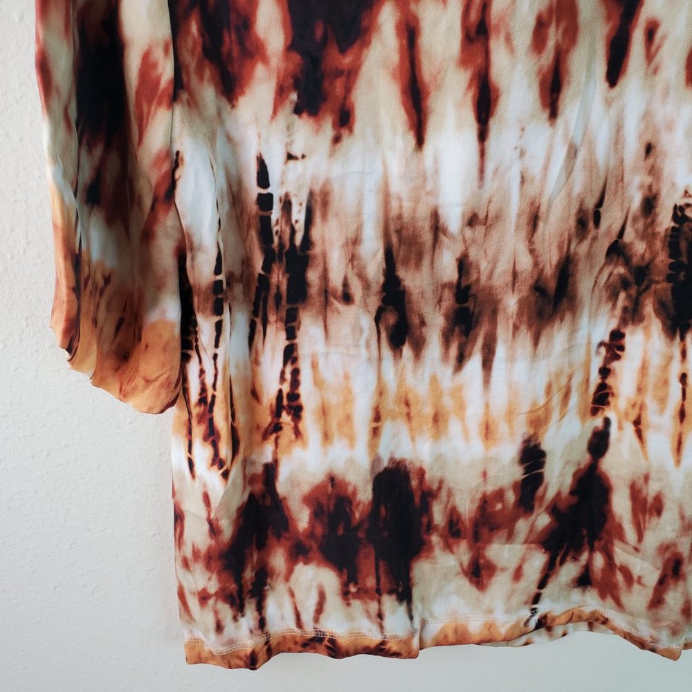 Nanushka Womens Brown Kaden Tie Dye Mock Neck Short Sleeve Top - Picture 5 of 14
